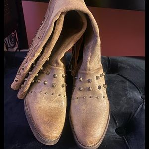 Lavorazione Artigiana tan distressed leather boots size 8